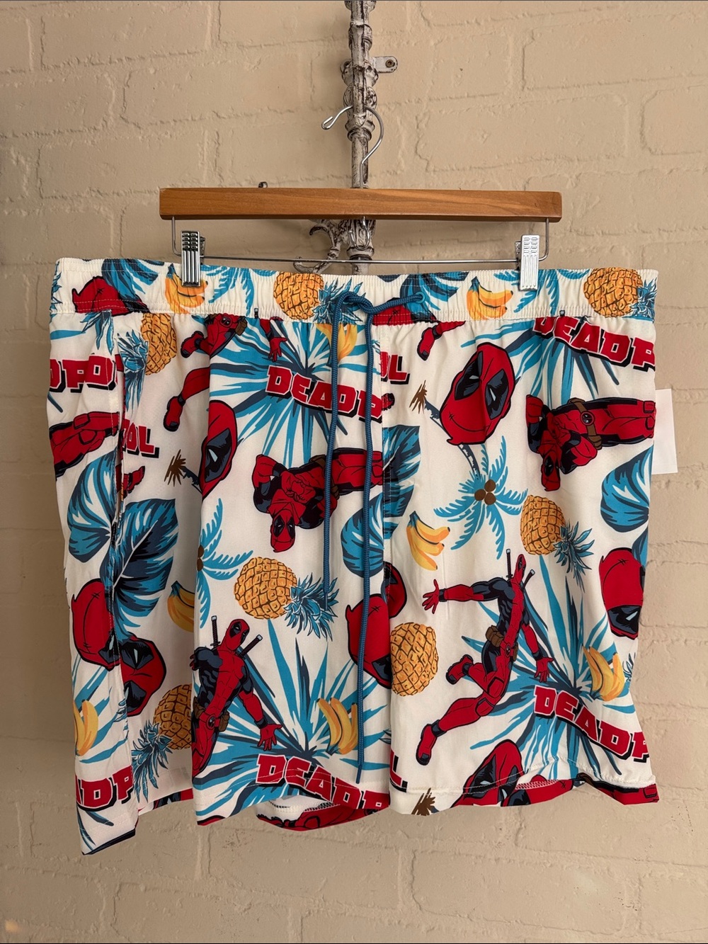 Deadpool Tropical swimming trunks Shorts White Red Blue xxl new marvel